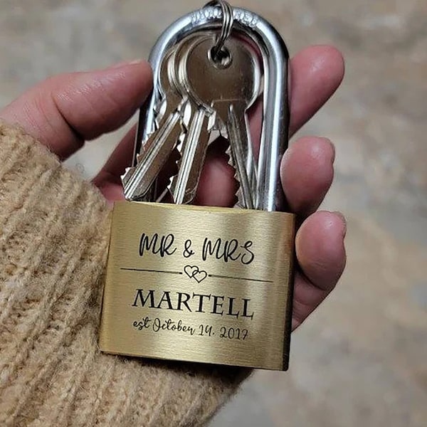 Wedding Engraved Padlock | Custom Love Lock Personalized Gift for Couples, Save the Date