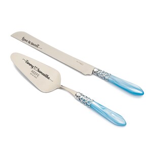 Bluey Cake Cutting Set for Wedding Birthday Party Gift Bridal Shower Gift Personalized Cutter Serving Knife Set Blue Cake Decoration