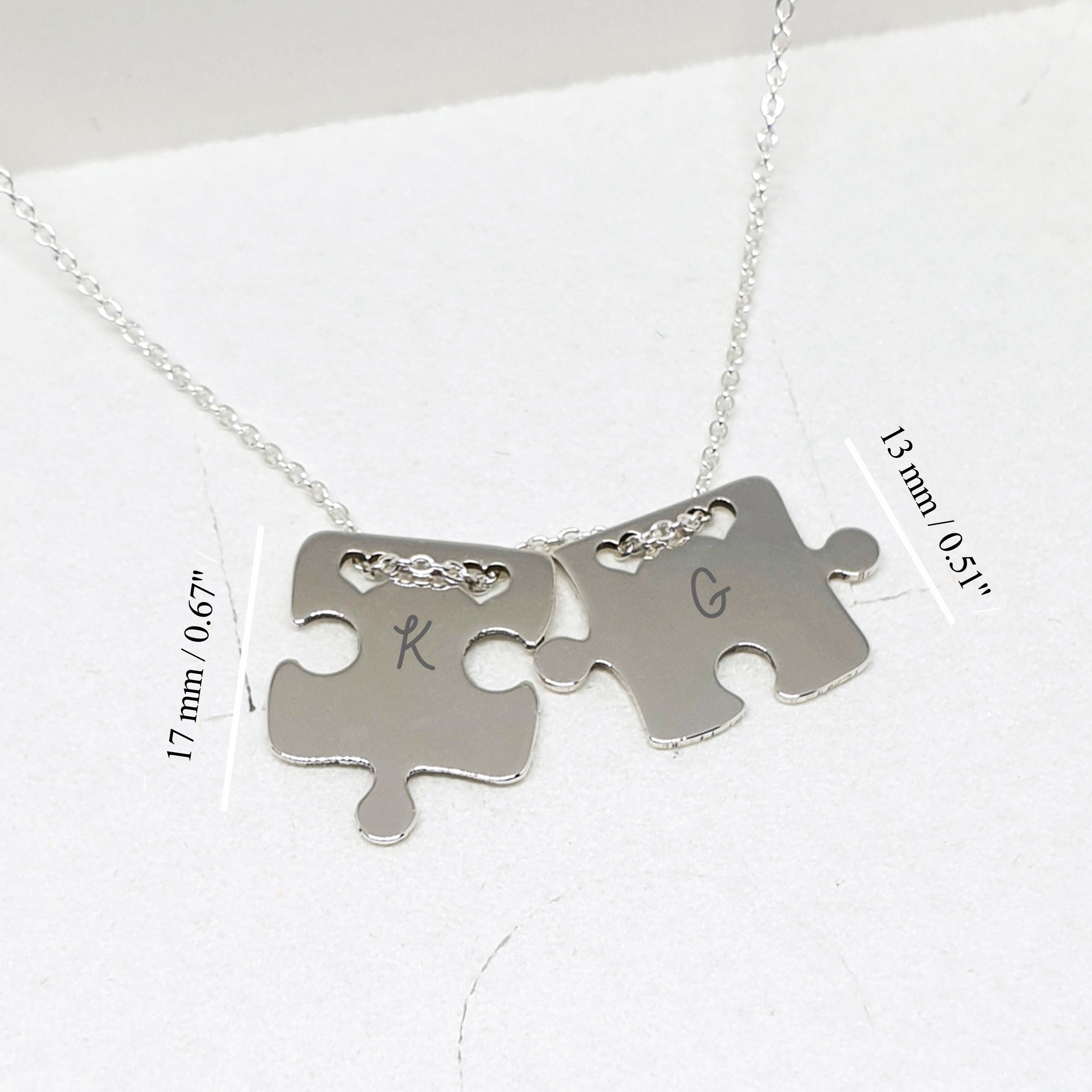 Puzzle Necklace With Initials Silver Puzzle Necklace for Etsy