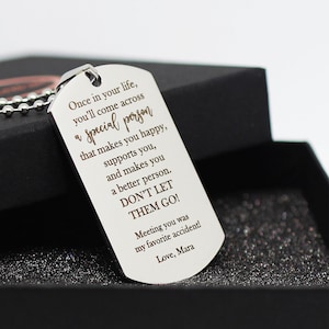 Dog Tag Necklace, Personalized Necklace for Men, Husband Gift, Engraved Necklace, Custom Necklace