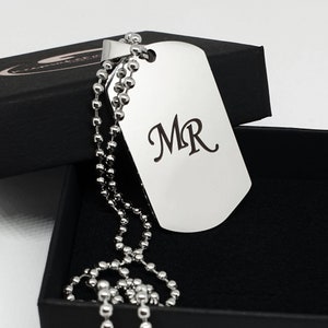 Men dog tag necklace, initial necklace men, gift for him