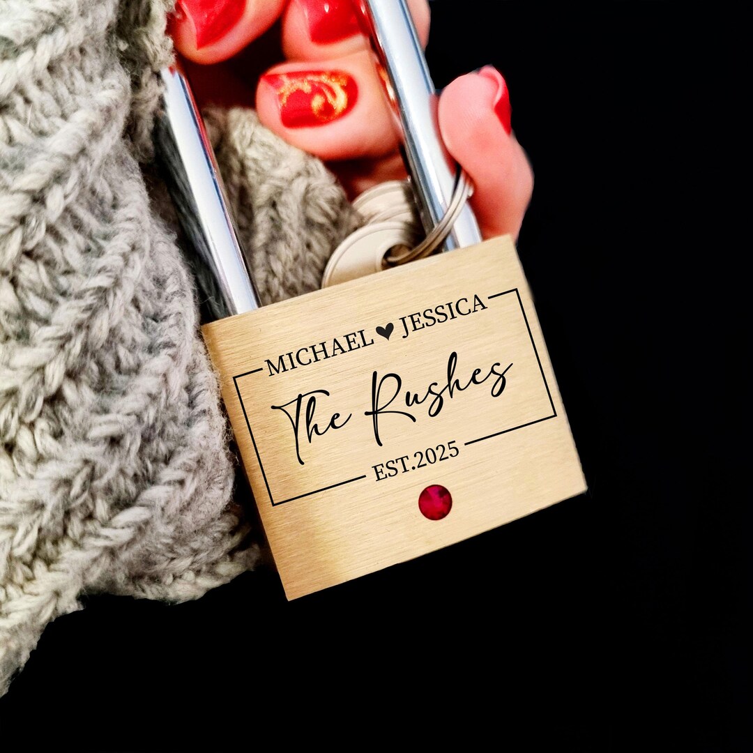 Engraved Padlock Love Lock Key With Swarovski Crystal: Personalized for ...
