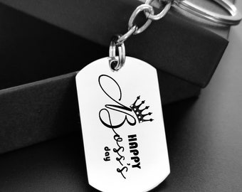 Personalized keychain for your Boss, Engraved gift for Boss Day