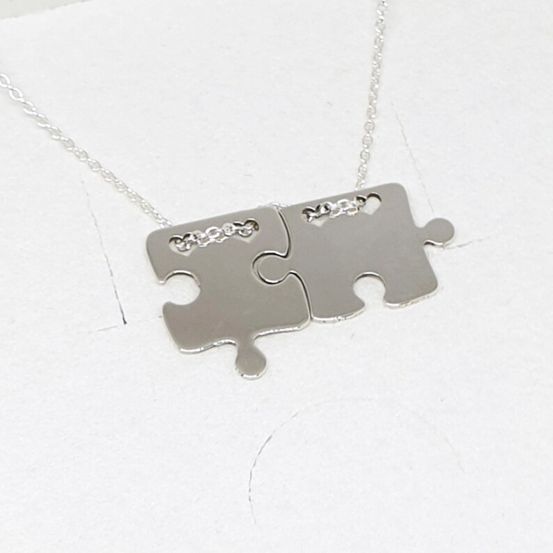 Puzzle Necklace With Initials Silver Puzzle Necklace for Etsy