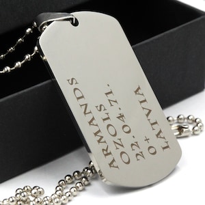 Personalized Dog Tag Necklace, Engraved Necklace for Men, Husband Gift, Boyfriend Gift, Gift for Dad, Custom Dog Tags