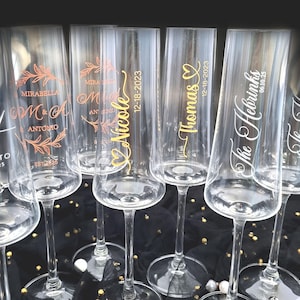 Wedding Toasting Flutes Gift Set with Premium Box, High Quality Deep Engraved Set of 2 Crystal Champagne Glasses for Bride and Groom