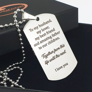 Mens Personalized Dog Tag Necklace, Husband Gift, Engraved Custom Dog Tags