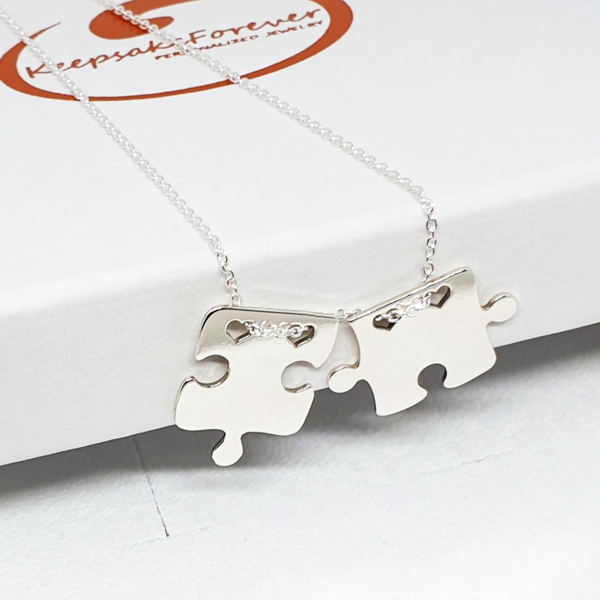 Puzzle Necklace With Initials Silver Puzzle Necklace for Etsy