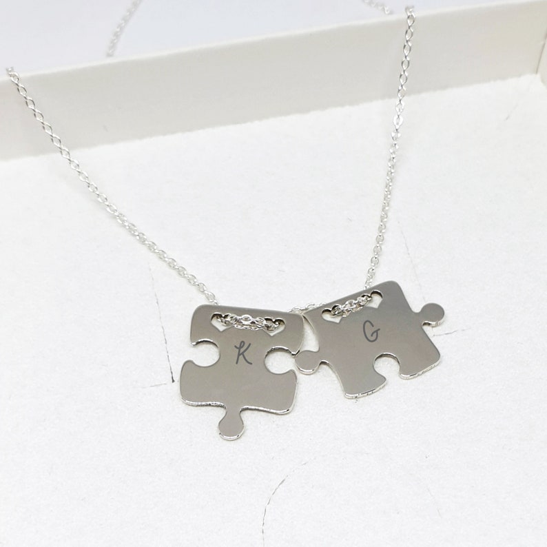 Puzzle Necklace With Initials Silver Puzzle Necklace for Etsy
