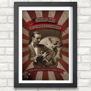 Giuseppe Anzo - Knife Throwing Extraordinaire - 24&quot;x36&quot;