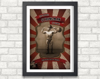 Colossal Strongman Print: Vintage Circus Poster (Digital Download)