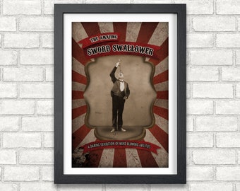 Sword Swallower Vintage Circus Poster (Digital Download)