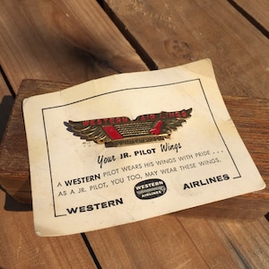 Western Airlines Junior Pilot Wings Pin