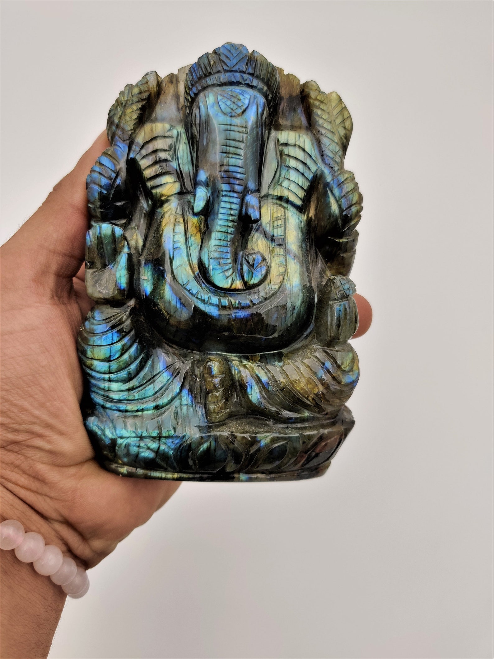 4075 Cts Handmade Labradorite Ganesha Statue Hindu God Etsy