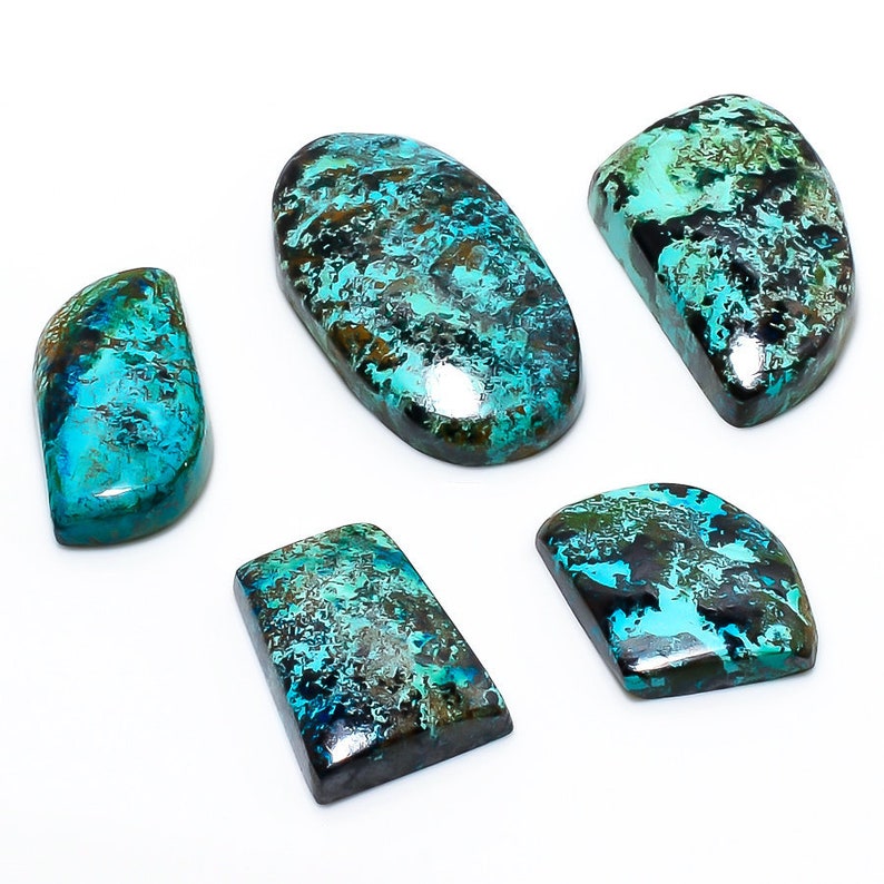 Jewelry Supplies |Azurite Loose Stone 5Pieces Top Quality Azurite Malachite 242ct Azurite Wholesale Gemstone Cabochon Lot Mix Shape Lot