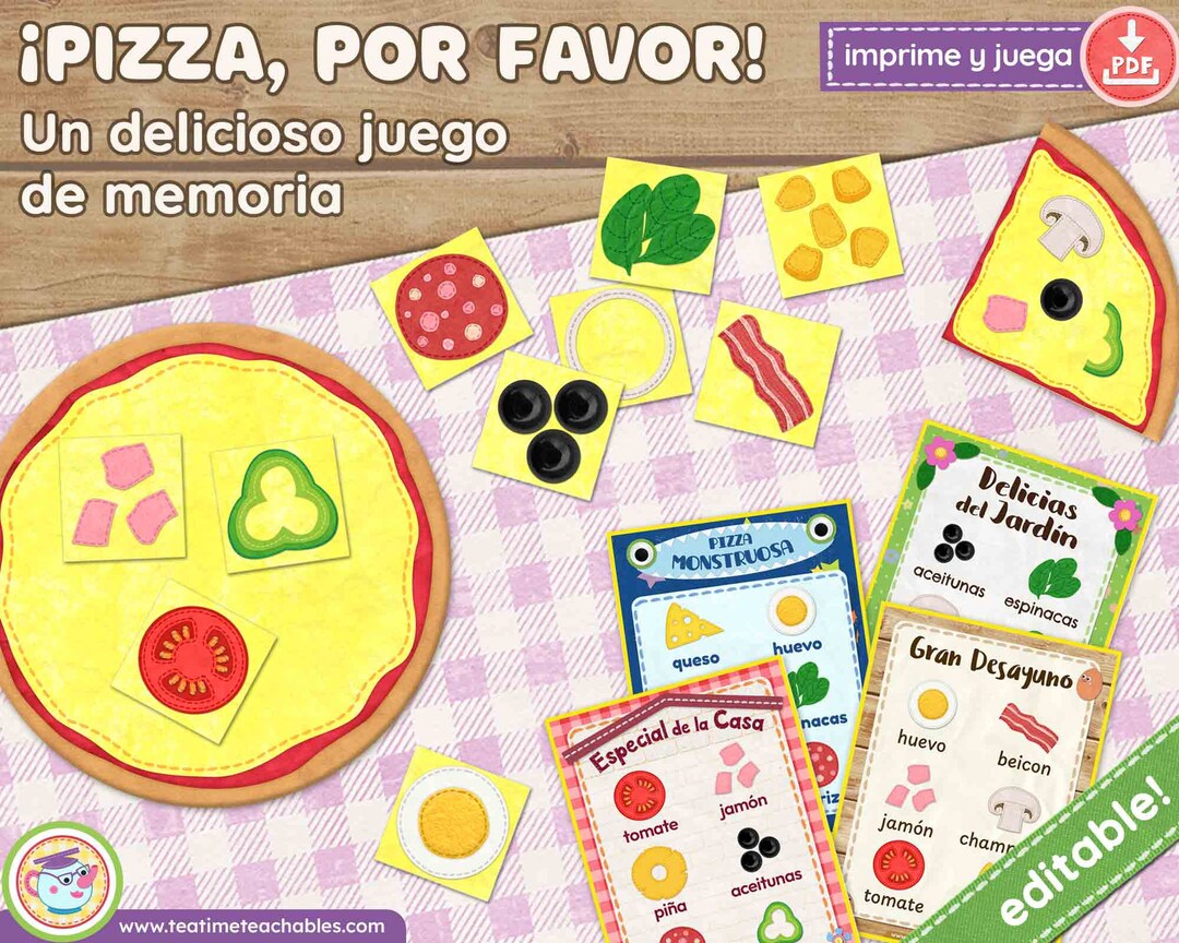 Pizza Game in SPANISH | Educational Game for Children | PDF | Printable ...