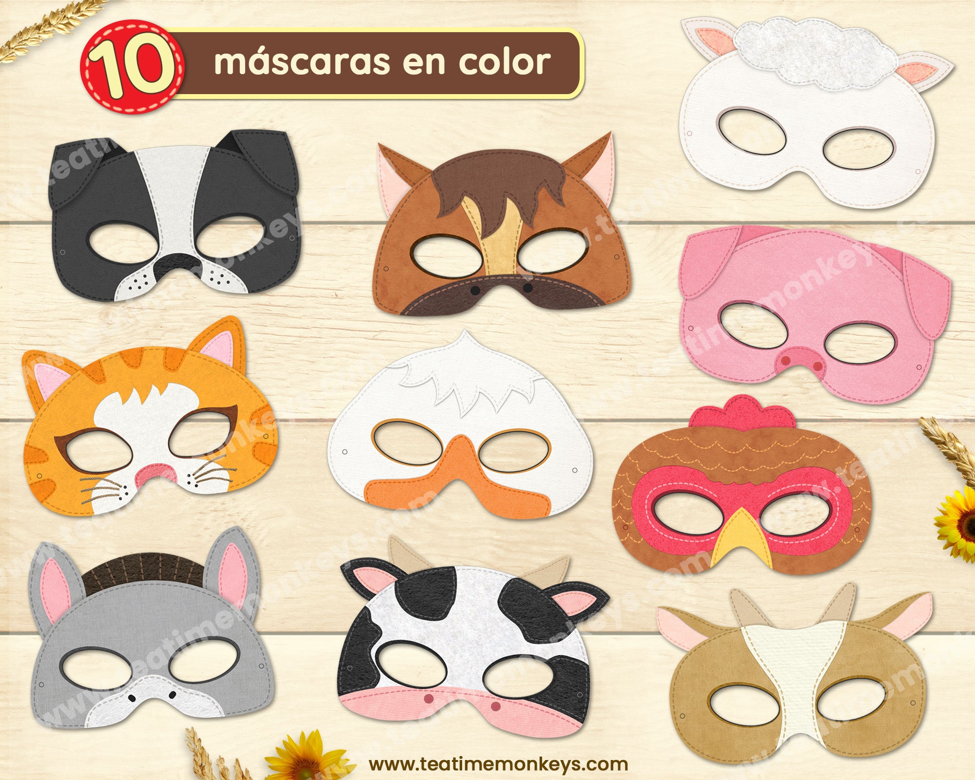 Masque Animaux De La Ferme à Imprimer ANIMAUX DE LA FERME DIX Masques à Imprimer Complément pour - Etsy France