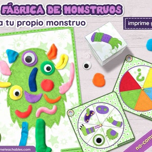 Monster Game | Parts of the Body Game in Spanish | Educational game with craft | PDF | Printable game