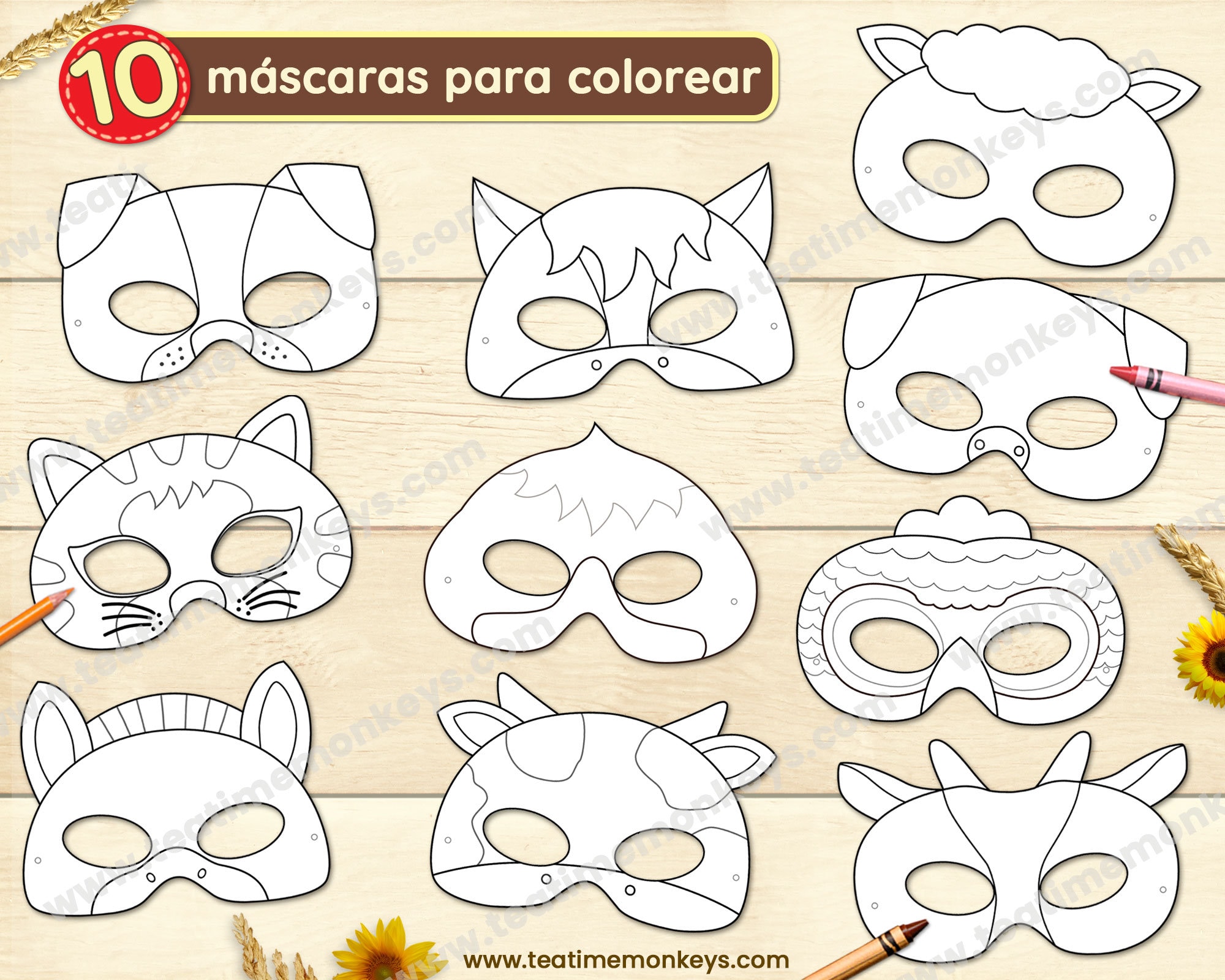 Masque Animaux De La Ferme à Imprimer ANIMAUX DE LA FERME DIX masques à imprimer et à colorier - Etsy France