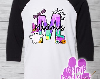 YOUTH Custom name Halloween Letter Shirt! :)