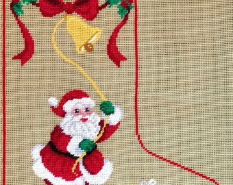 Needlepoint preworked Christmas Stocking Santa