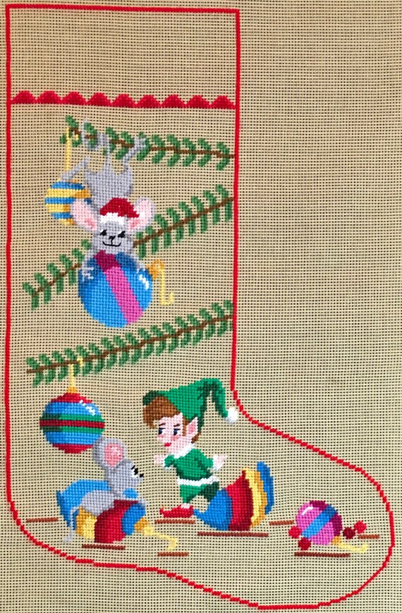 Needlepoint preworked Elf 1 Christmas Stocking Etsy