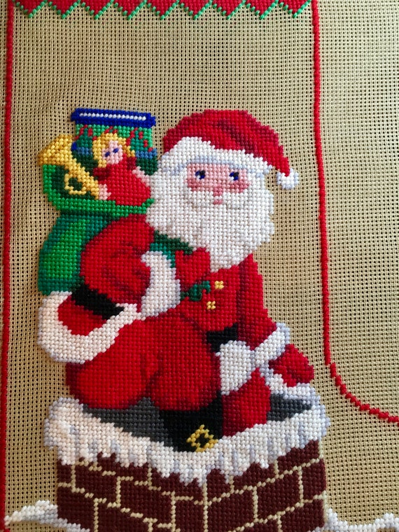 Needlepoint Canvas Christmas Santa Stocking 13/"x19/" 9