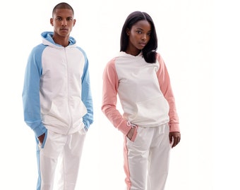 Couple Matching White Sweatsuits, Womens White Joggersuit, Mens White Tracksuit, Couple Outfits, His and Hers SweatSuits, Couple Jackets