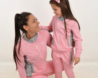 Matching Family Tracksuits, Matching Family Outfits, Matching Sweatsuits,  Matching Sport Outfits, Family Casual Outfit, Pink and Gray Outfit 