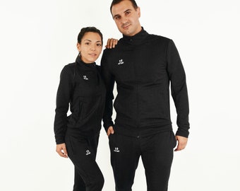 Matching Couple Black Tracksuits, His and Hers Black Sweatsuits, Matching Couple Black Sport Outfit, Valentine's Day Gift, Couple Casual Set