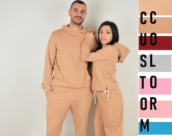 Custom Color Couple Jogger Suits , Matching Couple Custom Color Sweatsuits, Couple Custom Color Hoodies, Couple Custom Color Tracksuits