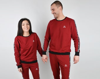 Matching Couple Outfit, His and Hers Tracksuits, Couple Workout Set, Couple Matching Sport Outfits , Maroon Couple Sweatsuits, Jogger Suit