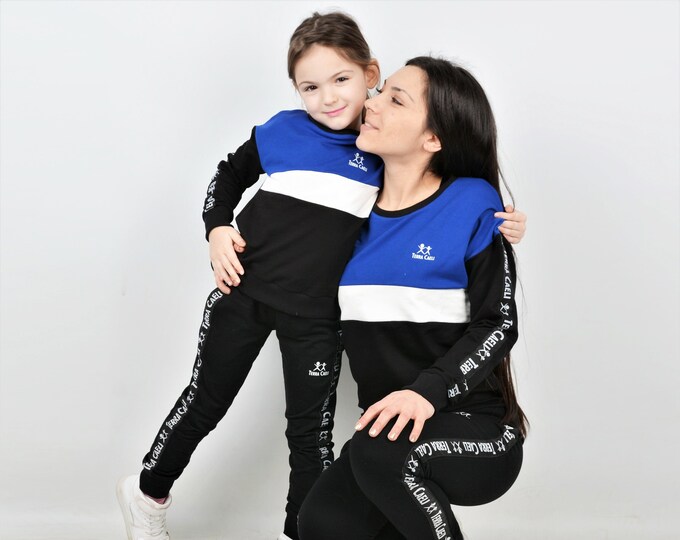 Mommy and Me Matching Loungewear, Mother Daughter Casual Spring Outfit, Matching Sweatshirts, Matching Jogggers, Matching Blue Sweatsuits