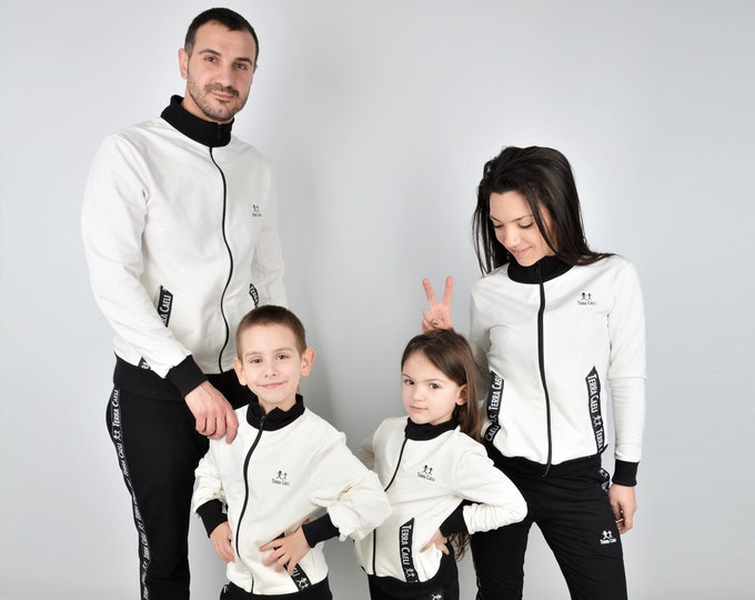 Matching Family Sweatsuits, Family Tracksuits Black & White, Family Matching JoggerSuits, Mom Dad Baby, Matching Joggers, Family Street Wear