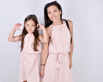 Mother Daughter Matching Dresses, Powder Dress, Milky Pink Dress, Matching Summer Dresses, Mommy & Me, Matching Mom Baby Girl Birthday Dress