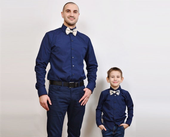 Camisas vestir de padre hijo juego camisa azul marino - Etsy México