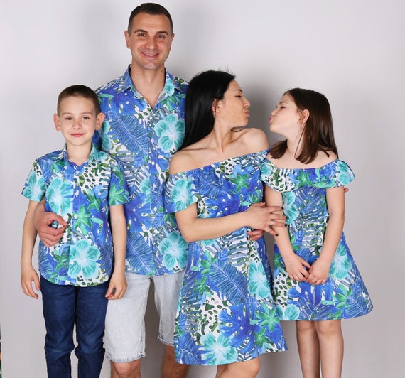 Family Outfit, Matching Hawaiian Outfit, Father Son Hawaii Dress Shirts,  Mother Daughter Aloha Hawaii Dress, Family Vacation, Luau Outfit -   Canada