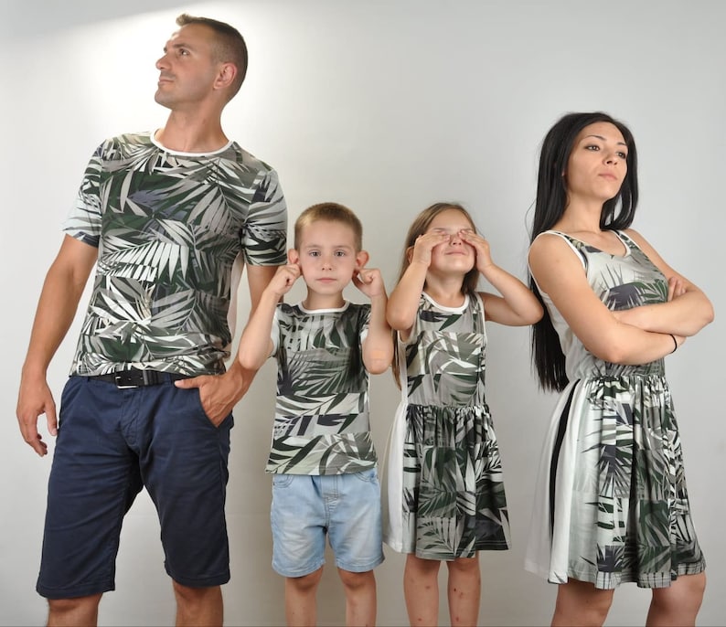 Jungle family matching outfits t-shirt father and son dresses mother and daughter mom and baby mother and son matching summer tropical print