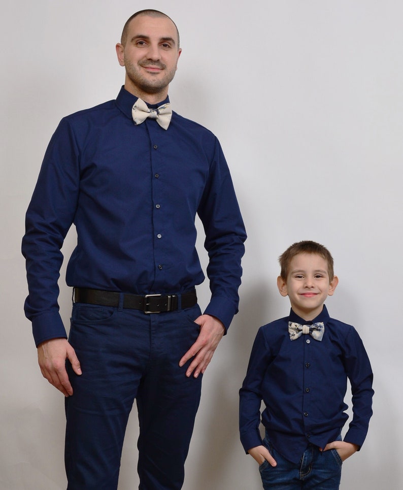 Matching Father Son Dress Shirts Navy Shirt Father Son Etsy