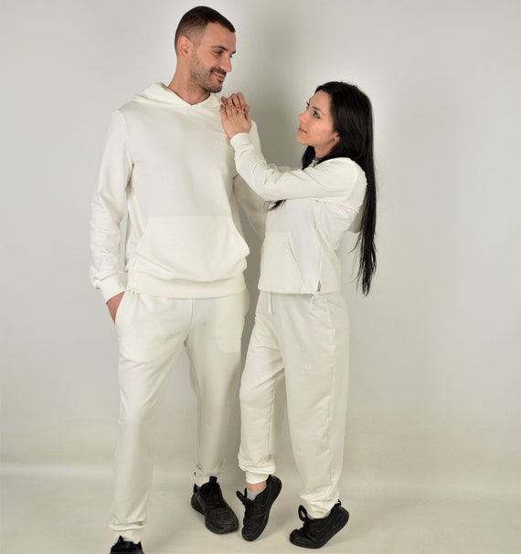 Matching Couple White Sweatsuits, His and Hers Outfit, Matching