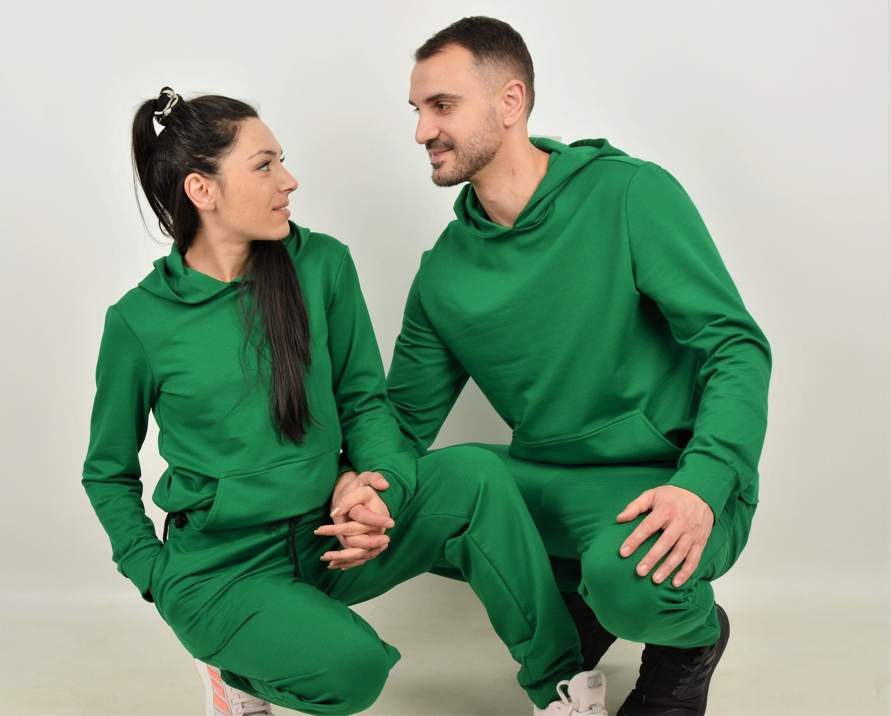 Matching Couple Green Sweatsuits, His and Hers Outfit, Matching