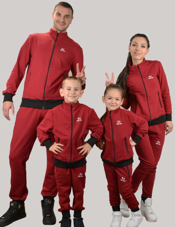 Family Matching Tracksuits, Matching Family Sweatsuits, Family Burgundy  Tracksuit, Family Matching Jogger Set Maroon, Family Sport Outfits 
