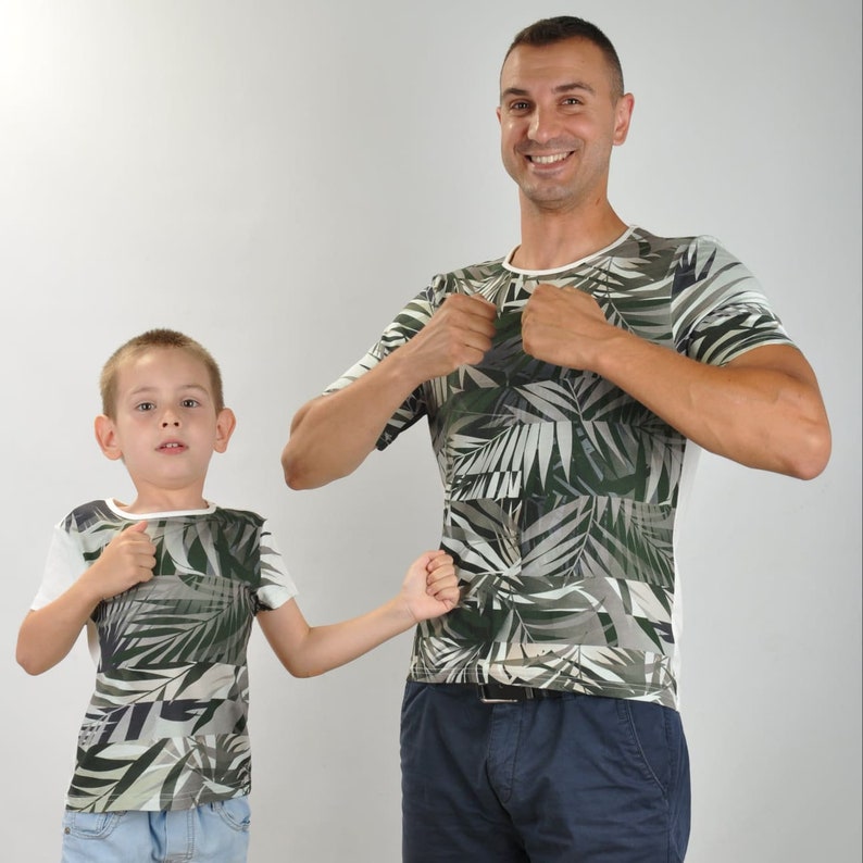 Jungle family matching outfits t-shirt father and son dresses mother and daughter mom and baby mother and son matching summer tropical print