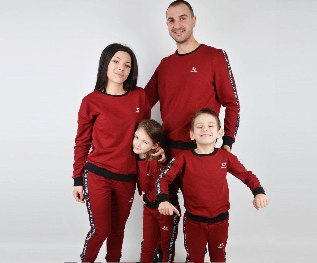 Family Matching Sweatsuits Burgundy, Matching Maroon Tracksuits