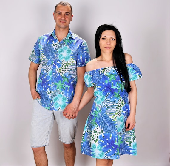 Traje hawaiano de pareja camisas de a juego vestido - México