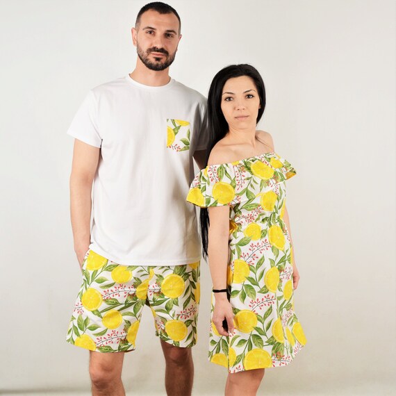 Matching Couple Outfits Lemon Print His and Hers Outfit Etsy