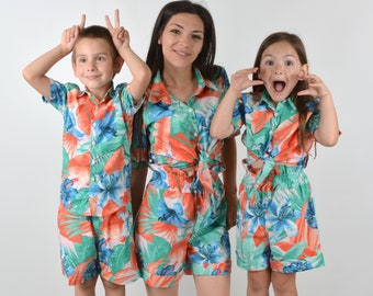 Mommy and Me Hawaiian Shirts, Mommy and Me Matching Hawaii Dress Shirts, Mother Daughter Son Hawaiian Shorts, Matching Hawaii Shorts, Aloha