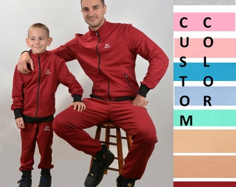 Survêtements assortis père fils fille, survêtements aux couleurs personnalisées, hauts de survêtement papa et moi, survêtements père fils assortis, printemps