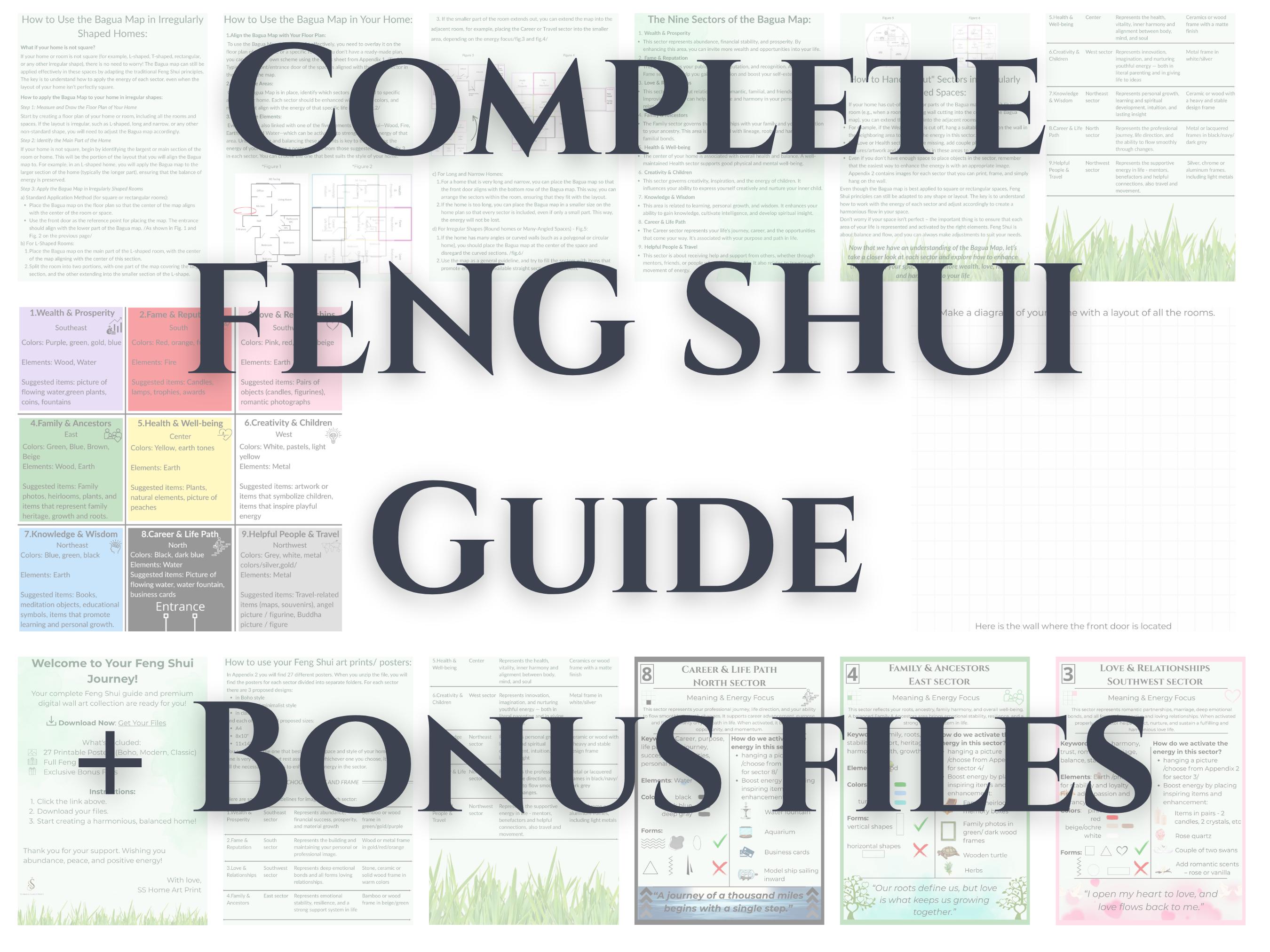 Complete Feng Shui Guide, Printable Wall Art for Each Bagua Map Sector, Digital Download - Etsy ...