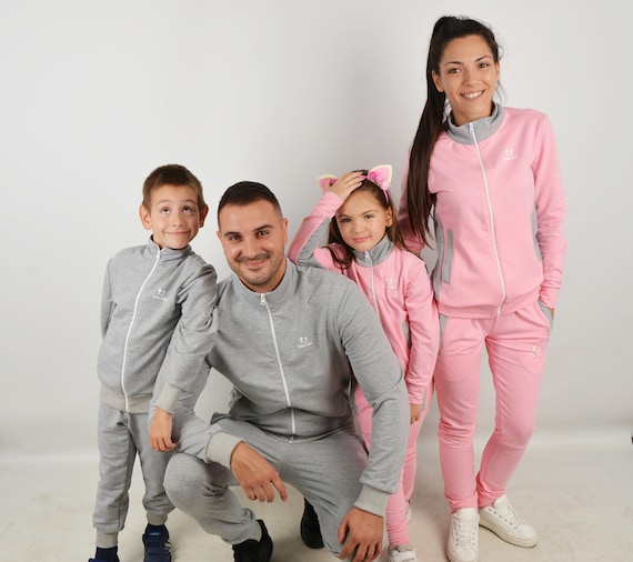 Matching Family Tracksuits, Matching Family Outfits, Matching Sweatsuits,  Matching Sport Outfits, Family Casual Outfit, Pink and Gray Outfit 